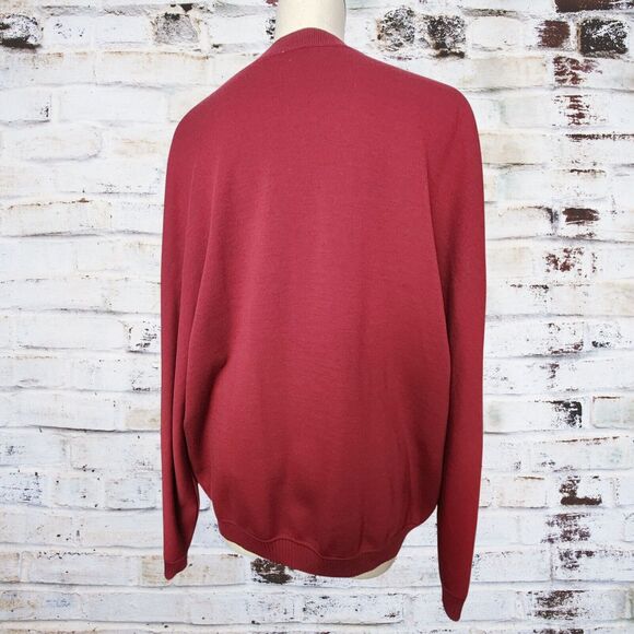 Zephyr Mens Sweater XL Dark Red 100% Zephyr Wool Cardigan Grandpa USA Academia - Picture 2 of 4
